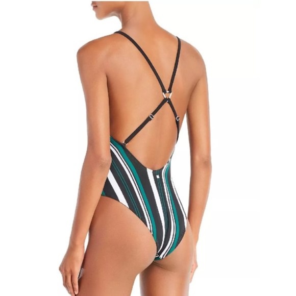 Dolce Vita V-Neck Stripe Print One-Piece Swimsuit - Picture 2 of 8